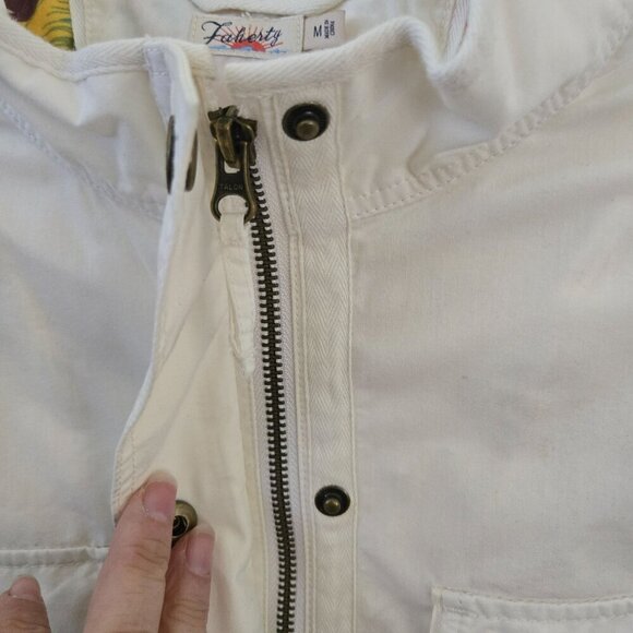 Faherty Cooper Cotton Nylon Utility Jacket Off White Floral Lining Size M - Picture 8 of 12